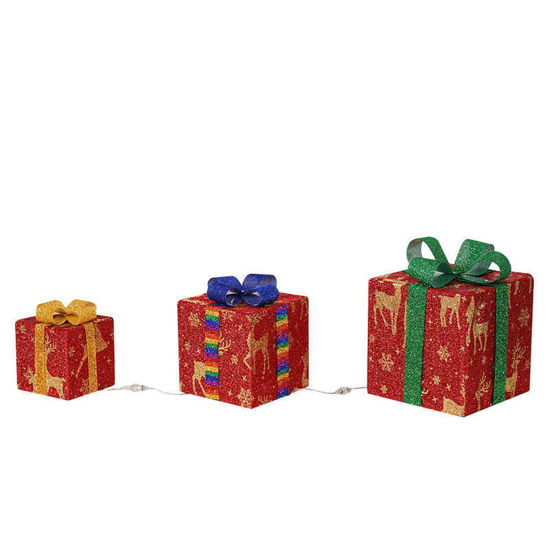 Kerstverlichting cadeau doos driedelig feest decoratie ornamenten