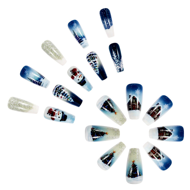 Winter – thematisch artistiek druk – op nagels bowlift