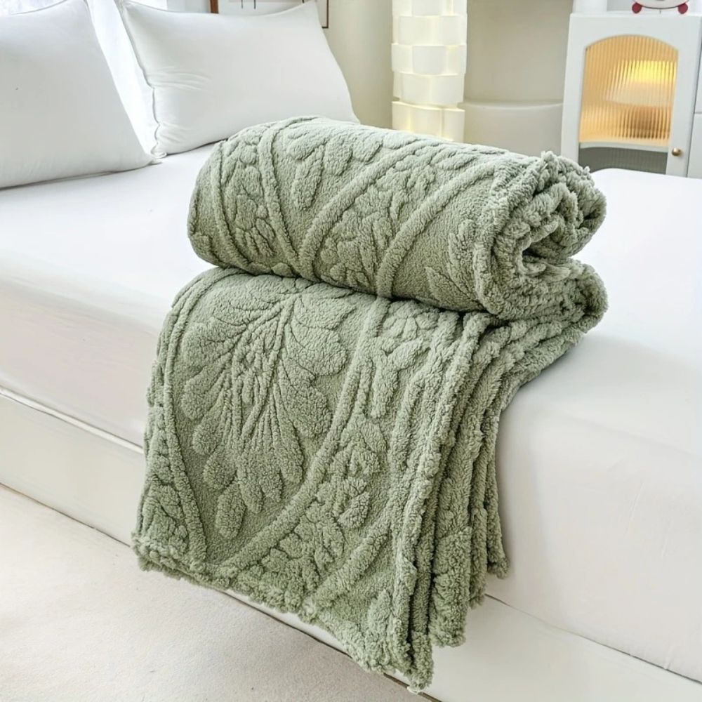 Hollevo™ Jacquard fleece plaid met geometrisch geweven patroon