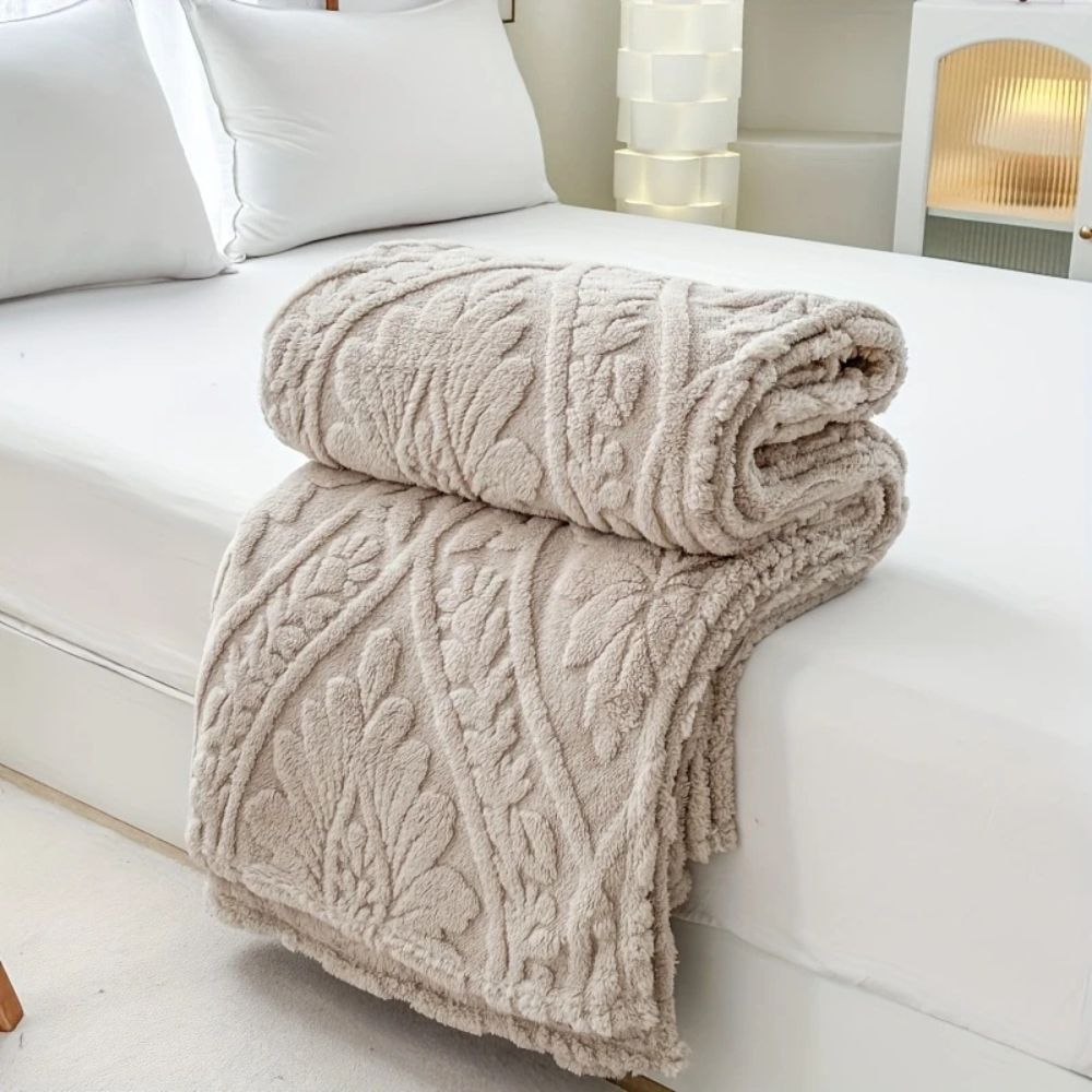 Hollevo™ Jacquard fleece plaid met geometrisch geweven patroon