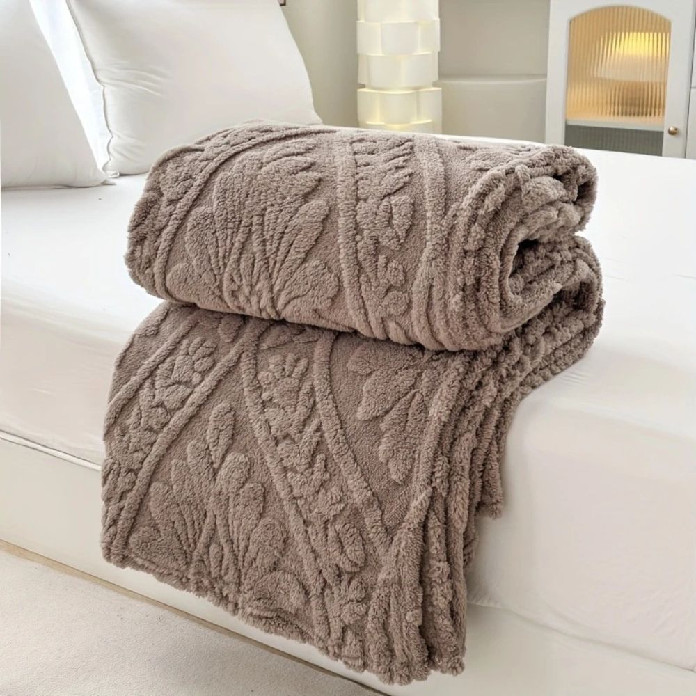 Hollevo™ Jacquard fleece plaid met geometrisch geweven patroon