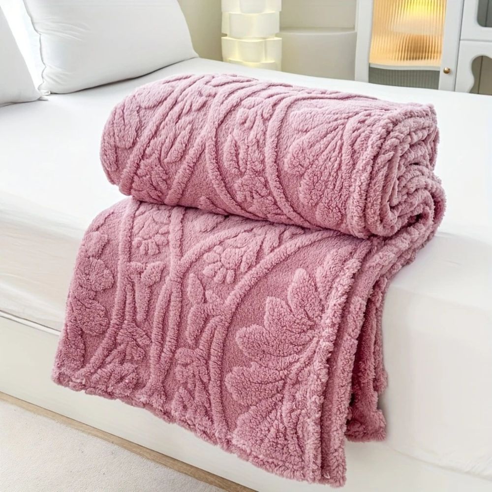 Hollevo™ Jacquard fleece plaid met geometrisch geweven patroon