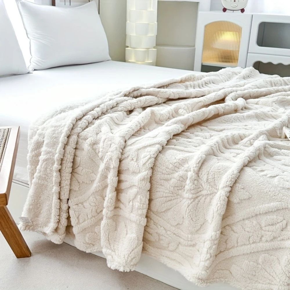 Hollevo™ Jacquard fleece plaid met geometrisch geweven patroon