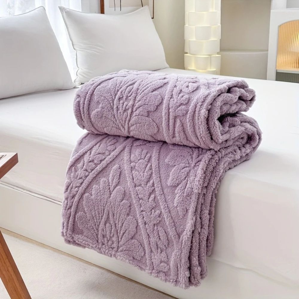 Hollevo™ Jacquard fleece plaid met geometrisch geweven patroon