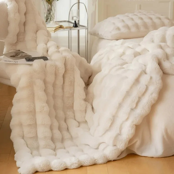 Omkeerbare plaid van imitatiebont met bubbelstructuur