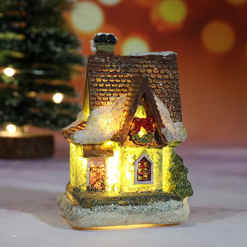 Verlicht kersthuisje met led en besneeuwd dak voor je kerstdorp