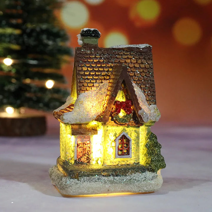 Verlicht kersthuisje met led en besneeuwd dak voor je kerstdorp