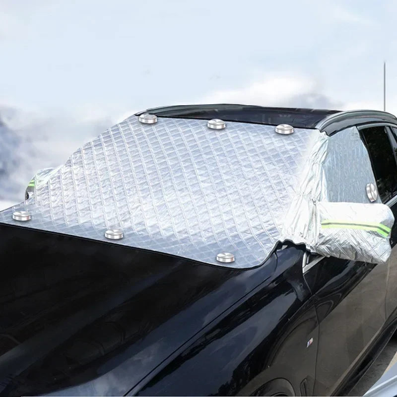 FrostGuard ultra | extra groot auto voorruit bedekken | 3 – raam ontwerp | bescherming tegen sneeuw, ijs, zon &amp; stof | winddicht &amp; snel installatie