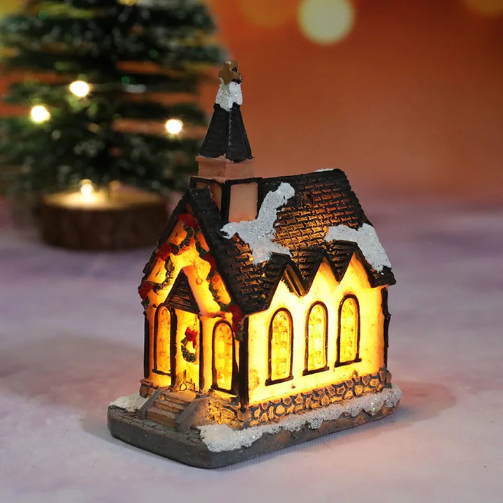Verlicht kersthuisje met led en besneeuwd dak voor je kerstdorp