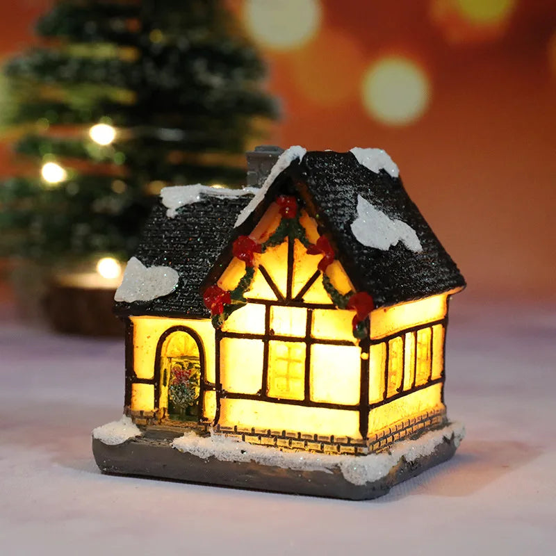Verlicht kersthuisje met led en besneeuwd dak voor je kerstdorp