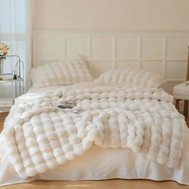 Omkeerbare plaid van imitatiebont met bubbelstructuur