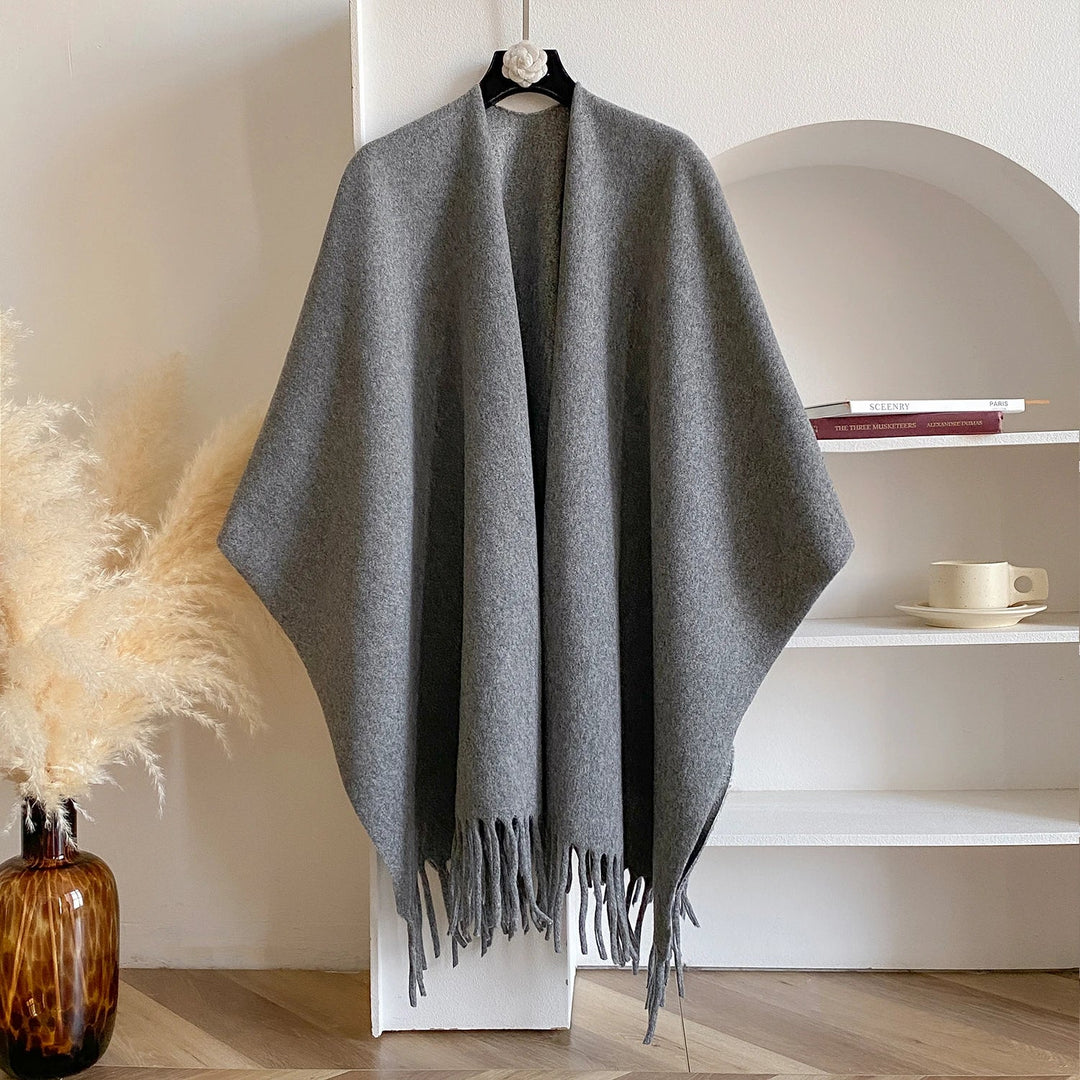 Omslagdoek met kwastjes voor dames – zacht en elegant