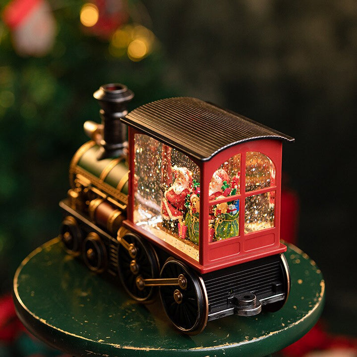 Muziekdoos kerstman in trein met glitter en 8 kerstliedjes