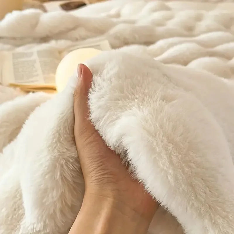 Omkeerbare plaid van imitatiebont met bubbelstructuur