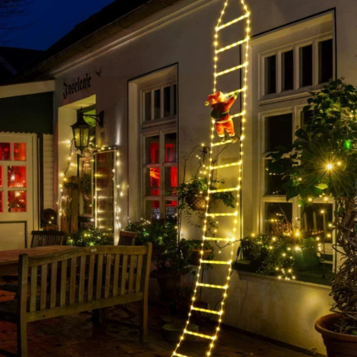 Winter licht | LED kerstdecoratie | klimmen kerstman met ladder | 1.5 m / 3 m | 8 licht standen | USB