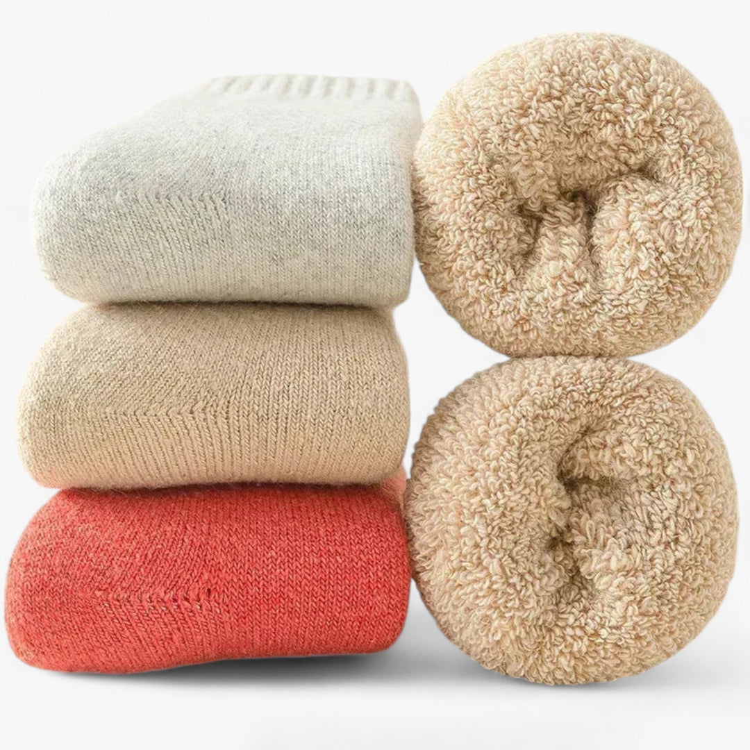 Thermosokken van wol en kasjmier 3 paar met fleece lusjes