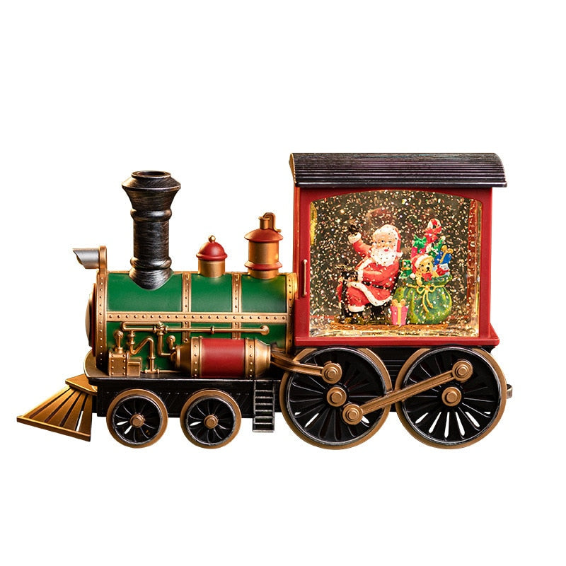 Muziekdoos kerstman in trein met glitter en 8 kerstliedjes