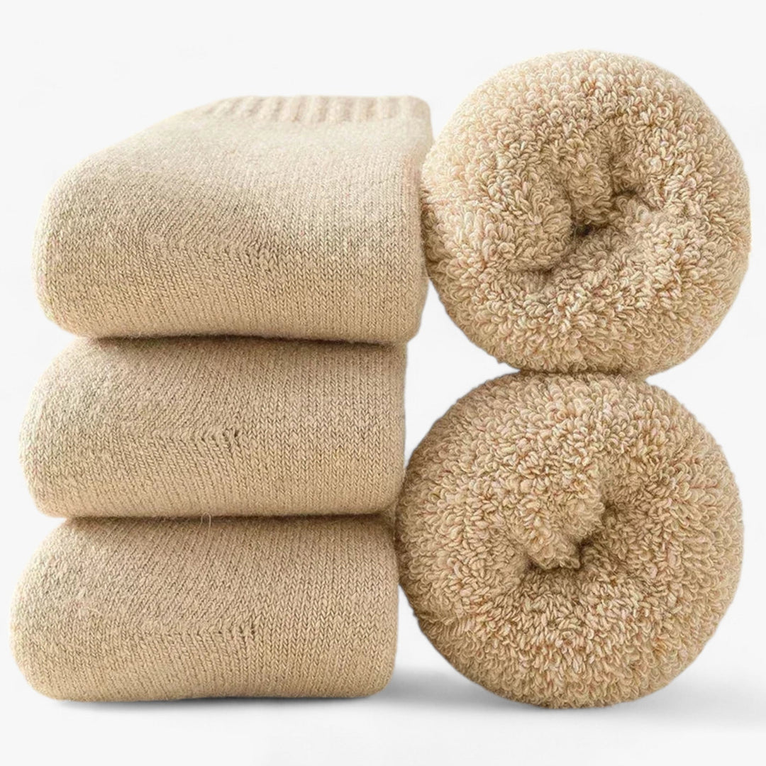 Thermosokken van wol en kasjmier 3 paar met fleece lusjes