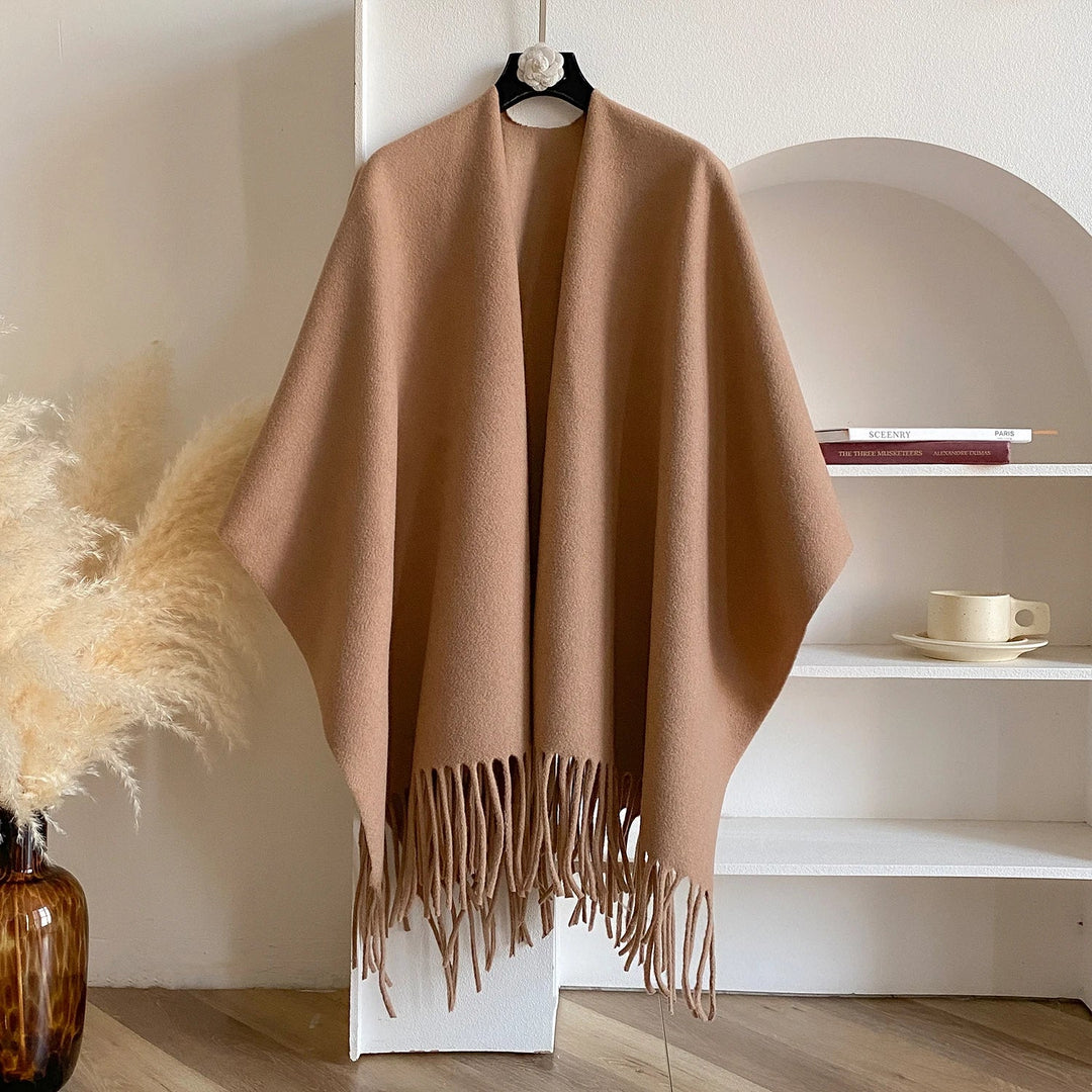 Omslagdoek met kwastjes voor dames – zacht en elegant