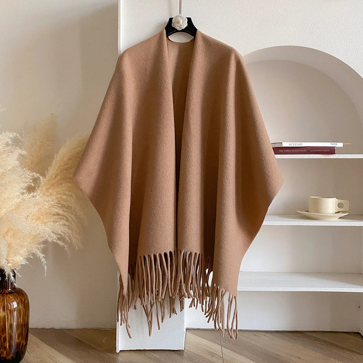 Omslagdoek met kwastjes voor dames – zacht en elegant