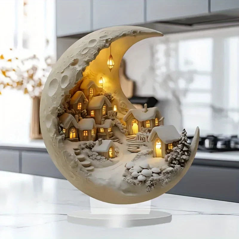 Maan winter stad decoratie
