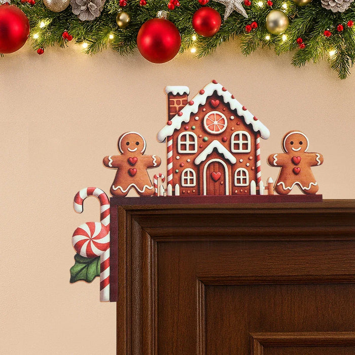 Hollevo™ Houten kerstdecoratie met kerstman en sneeuwpop voor deur