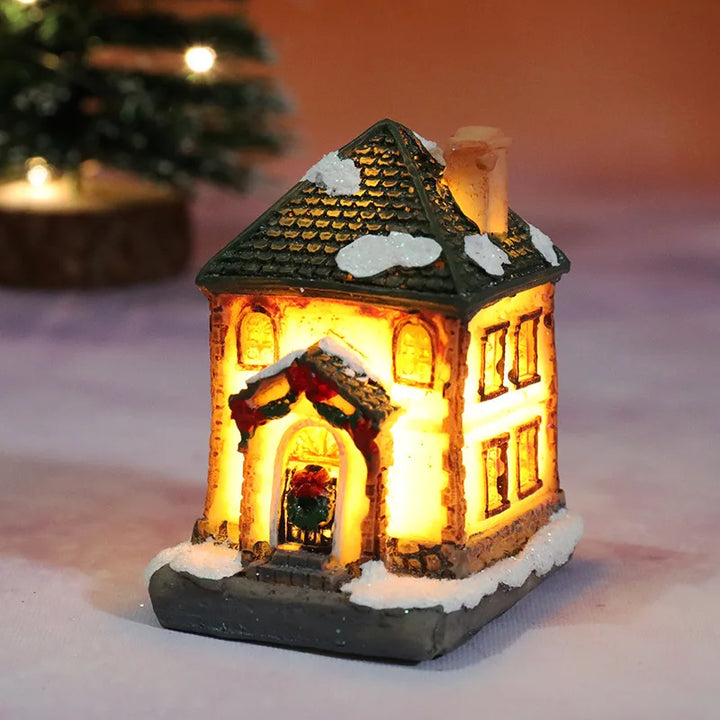Verlicht kersthuisje met led en besneeuwd dak voor je kerstdorp