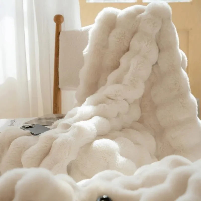 Omkeerbare plaid van imitatiebont met bubbelstructuur
