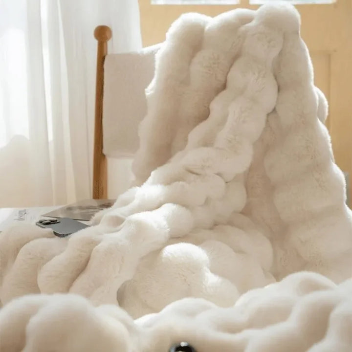 Omkeerbare plaid van imitatiebont met bubbelstructuur