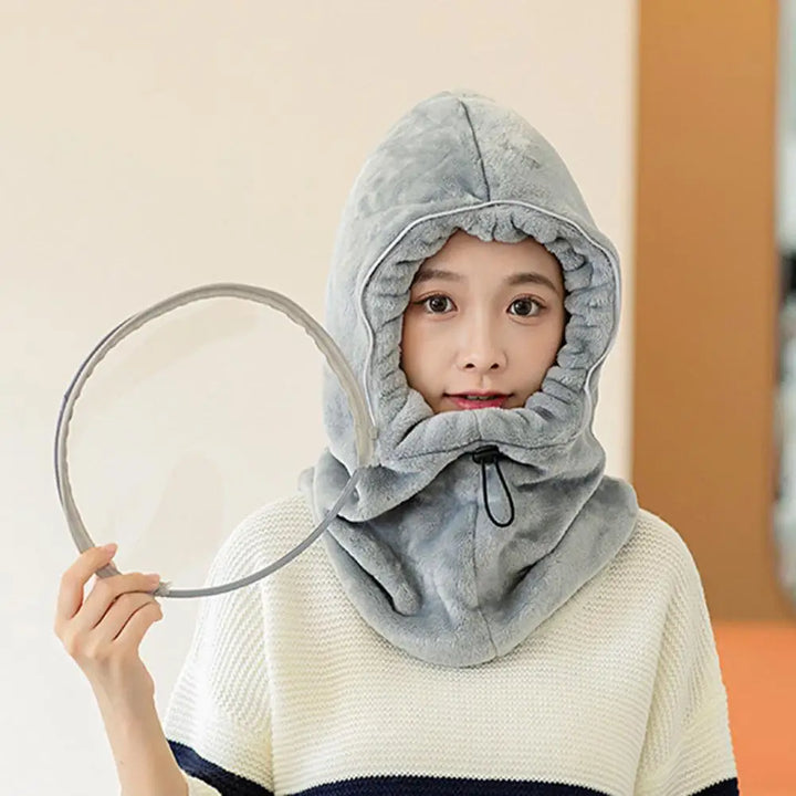 Warme fleece muts met gezichtsbescherming en nekwarmer