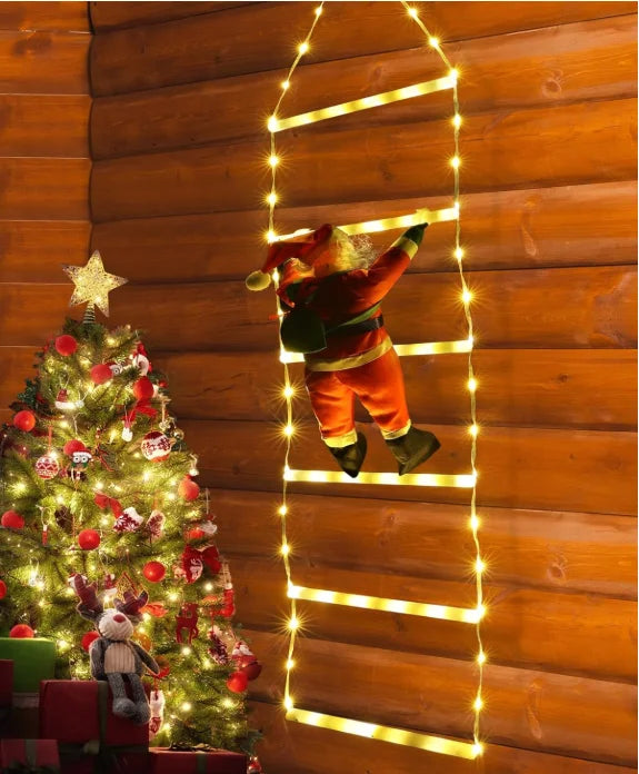 Winter licht | LED kerstdecoratie | klimmen kerstman met ladder | 1.5 m / 3 m | 8 licht standen | USB