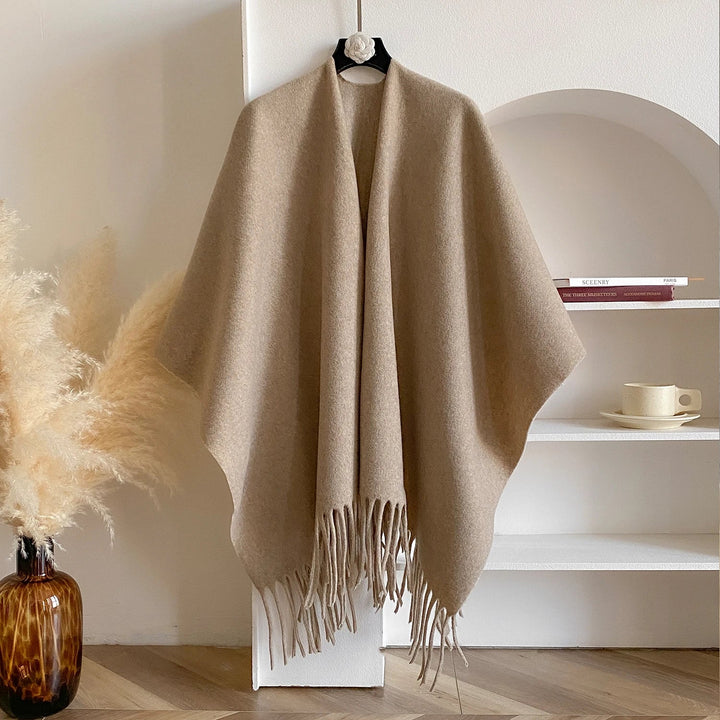 Omslagdoek met kwastjes voor dames – zacht en elegant