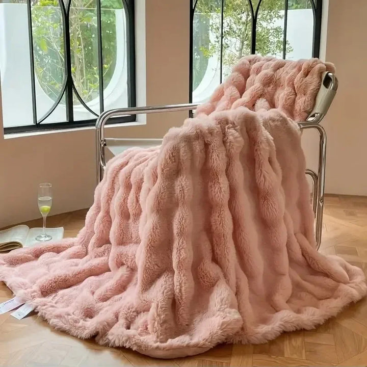 Omkeerbare plaid van imitatiebont met bubbelstructuur