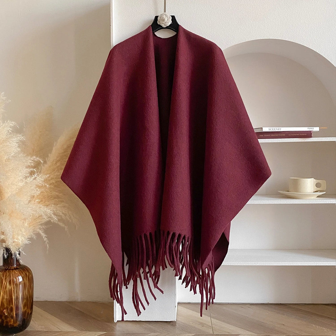 Omslagdoek met kwastjes voor dames – zacht en elegant