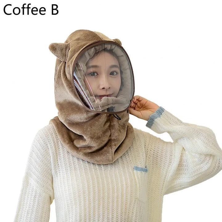 Warme fleece muts met gezichtsbescherming en nekwarmer