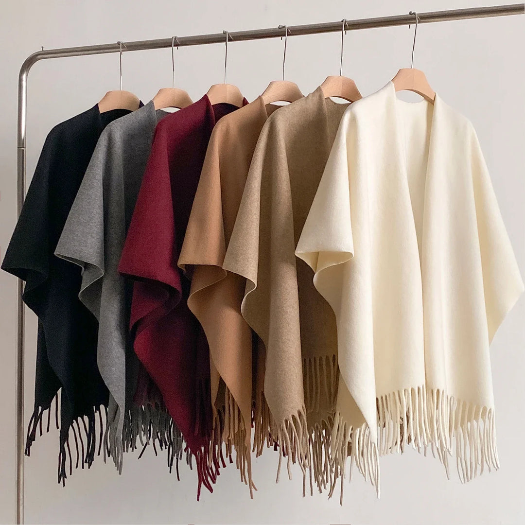Omslagdoek met kwastjes voor dames – zacht en elegant