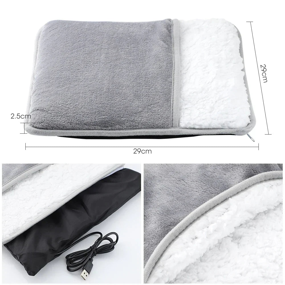 Hollevo™ USB-voetenwarmer mat van zacht flanel met constant 40°C