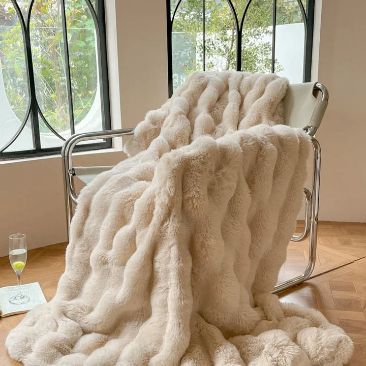 Omkeerbare plaid van imitatiebont met bubbelstructuur