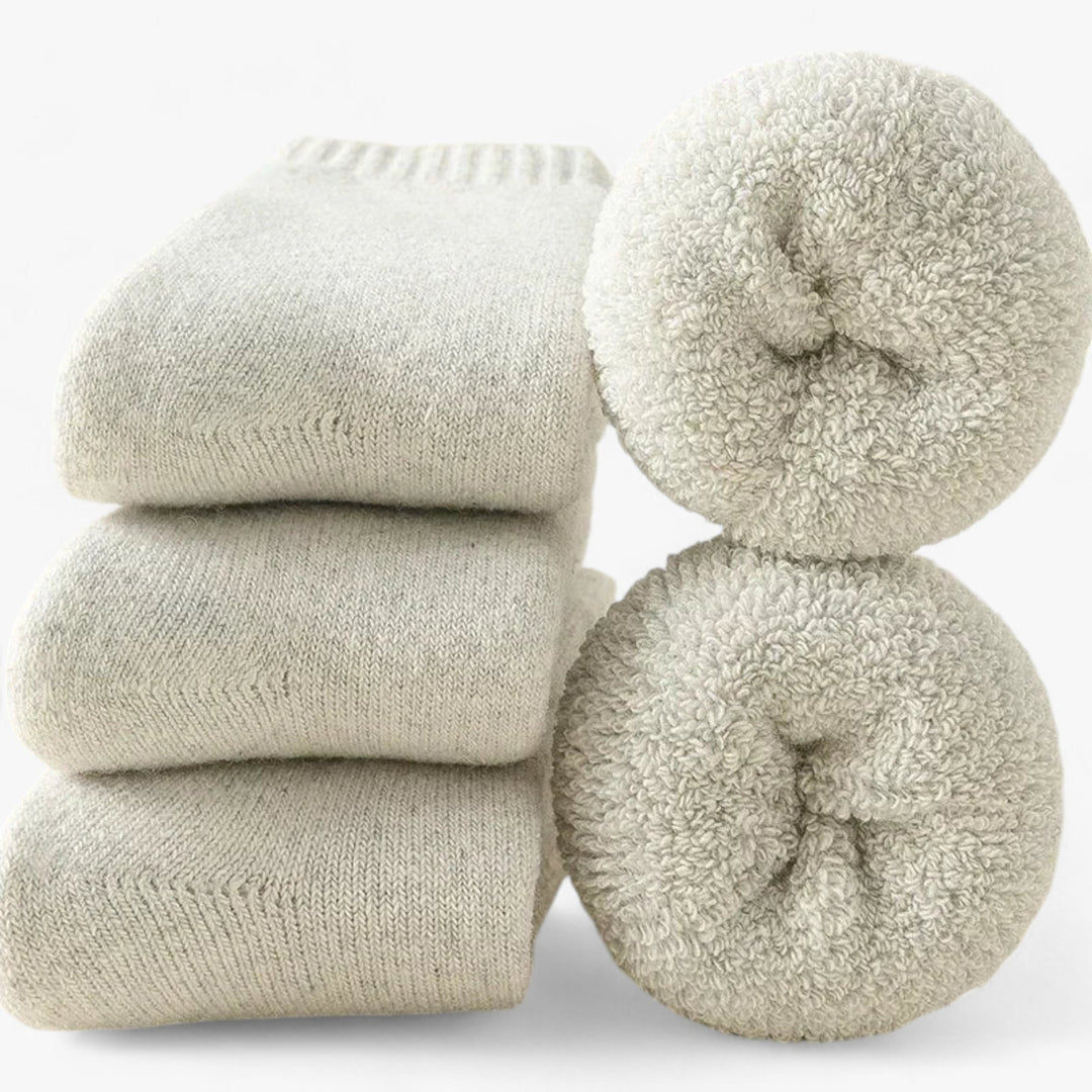 Thermosokken van wol en kasjmier 3 paar met fleece lusjes