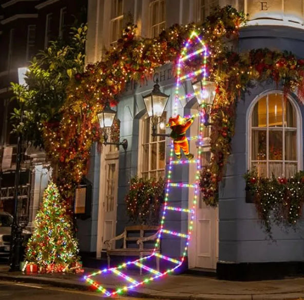 Winter licht | LED kerstdecoratie | klimmen kerstman met ladder | 1.5 m / 3 m | 8 licht standen | USB
