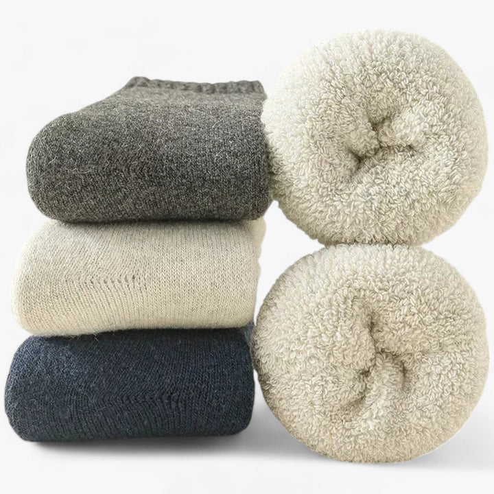 Thermosokken van wol en kasjmier 3 paar met fleece lusjes