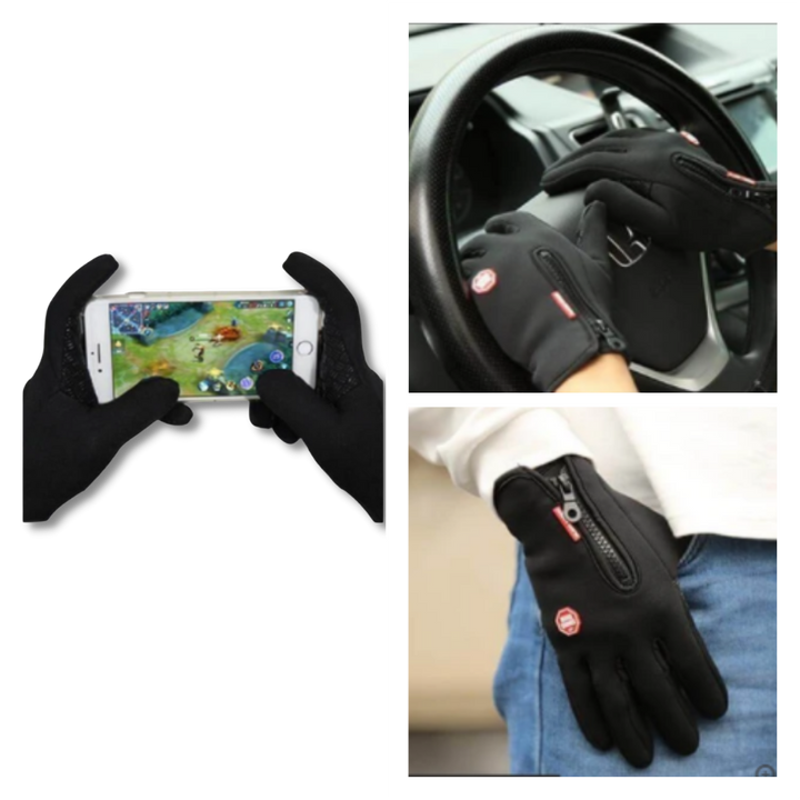 Winddichte thermohandschoenen met rits, grip en touchscreen