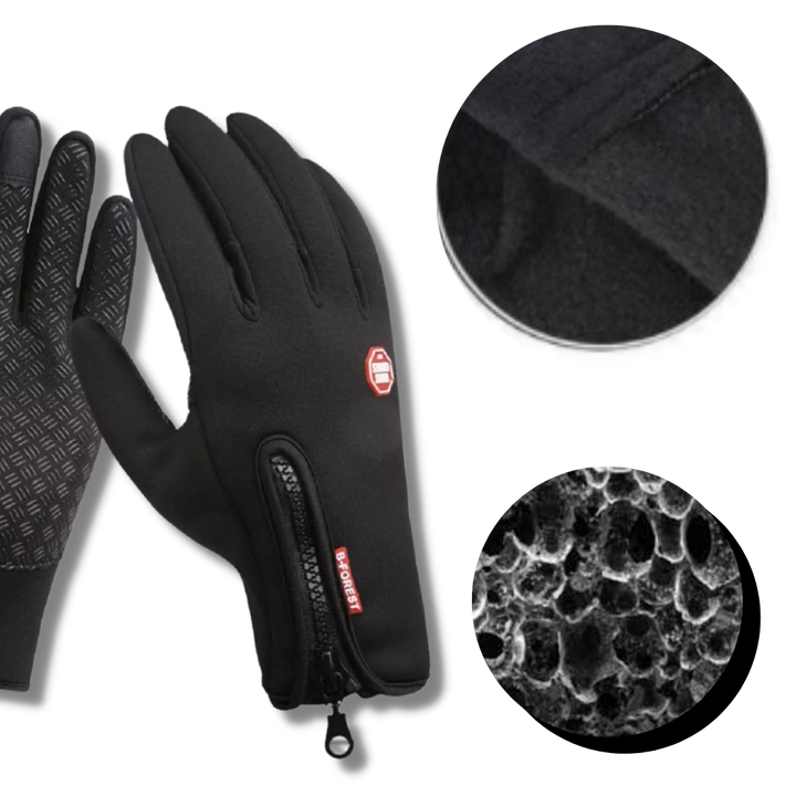 Winddichte thermohandschoenen met rits, grip en touchscreen