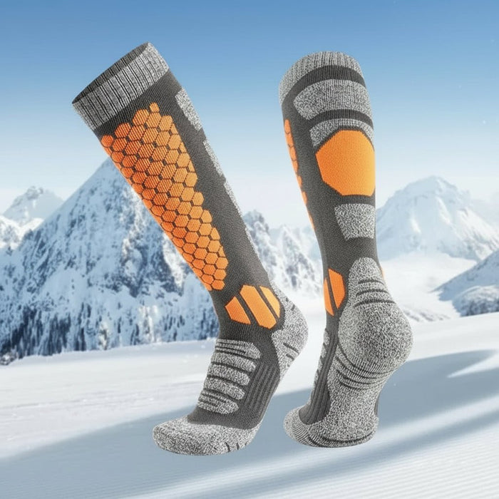 Hollevo™ Lange thermosokken van wol voor wintersport met zachte demping