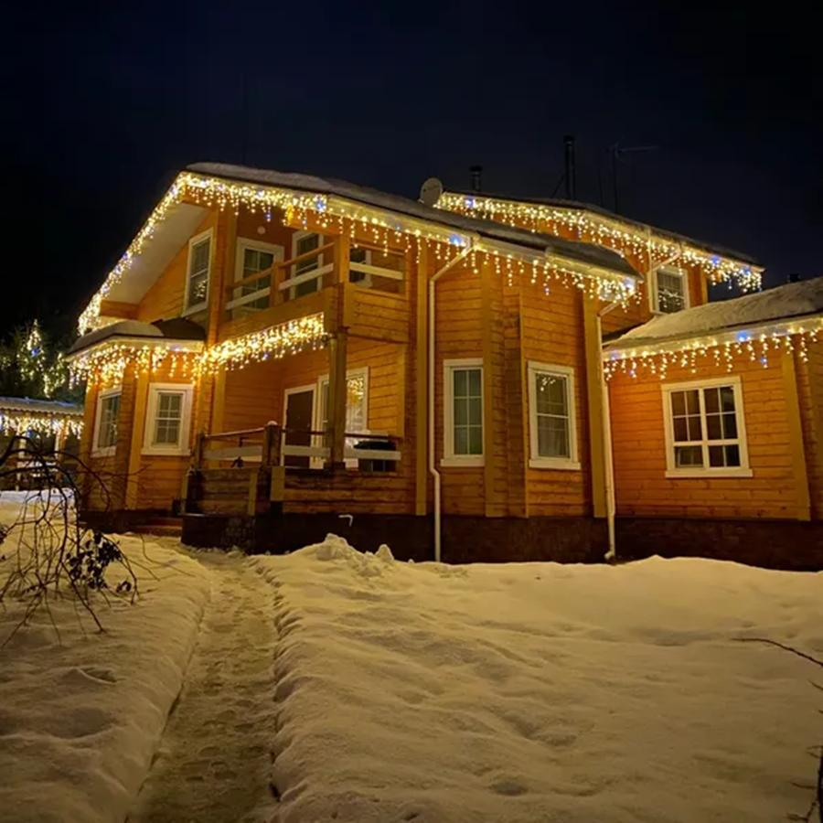Winterglow licht gordijn – warmwit weerbestendig LED kerst gordijn