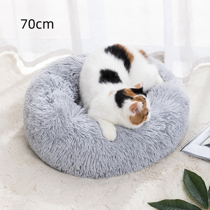 Warme ronde kattenmand voor de winter in 8 maten, van 30 tot 100 cm