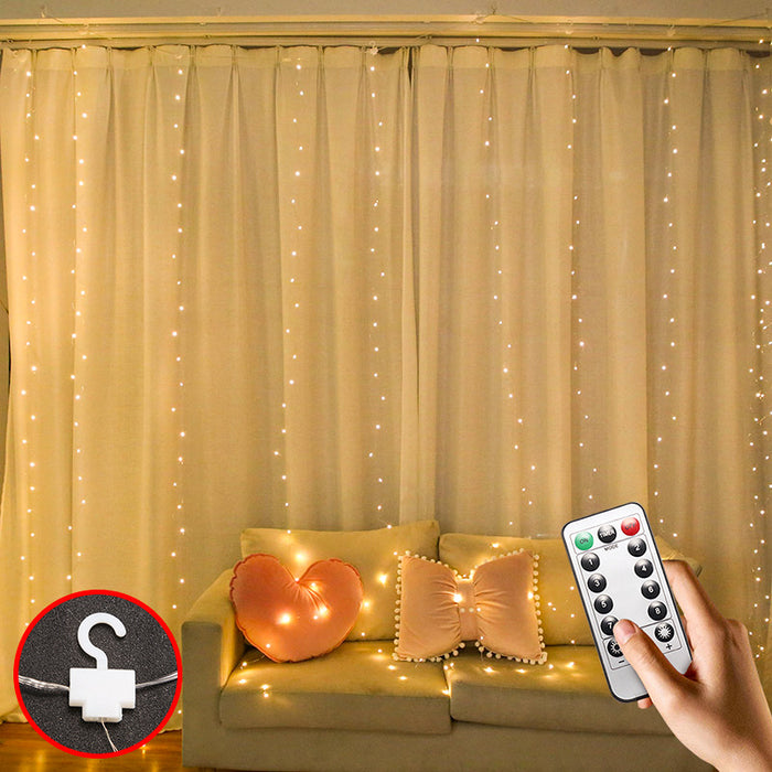 Hollevo Led-lichtgordijn voor het raam met USB en 8 lichtstanden