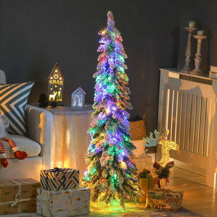 Hollevo Besneeuwde potloodkerstboom 120 cm met 100 leds