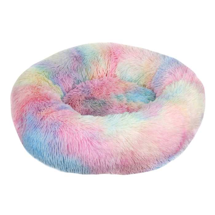 Hollevo Donut hondenmand van lang pluche met opstaande rand