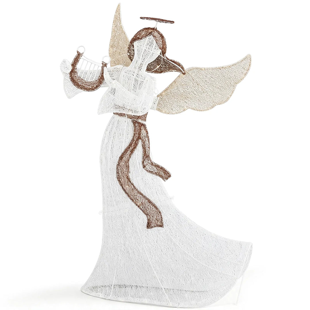 Witte kerstengel met bewegende vleugels